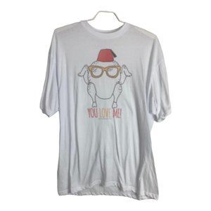 Friend Turkey Love with Hat Tee Shirt Adult Size 3x Tall White Red Short Sleeve